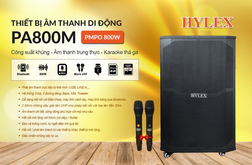 Thiết bị âm thanh di động Hylex PA800M